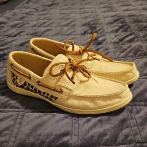 Sperry Top-Sider |Koifish boat shoes|  Cream & Cheetah | W Sz. 9 | Fishermancore